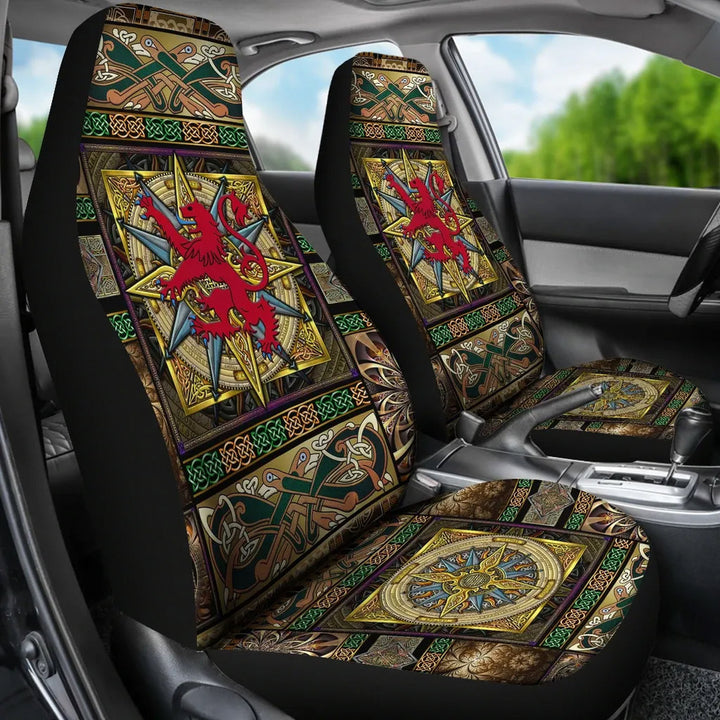 Scotland Car Seat Covers Scotland Lion With Celtic Compass