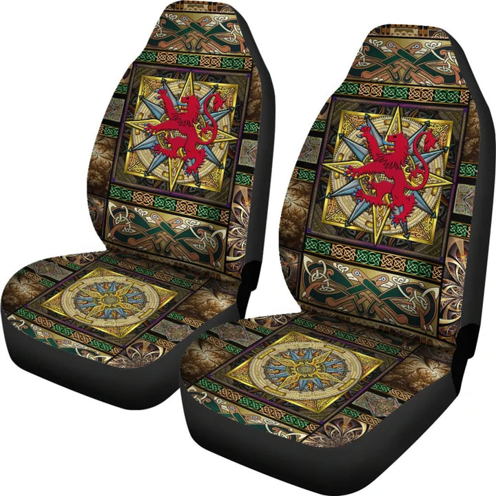 Scotland Car Seat Covers Scotland Lion With Celtic Compass