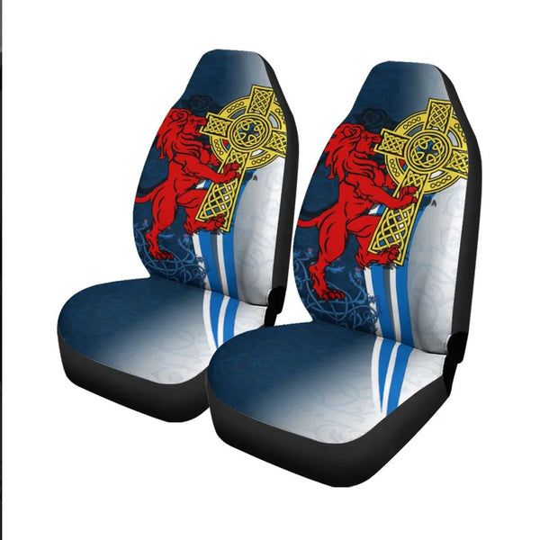 Scotland Car Seat Covers Scottish Lion With Celtic Cross