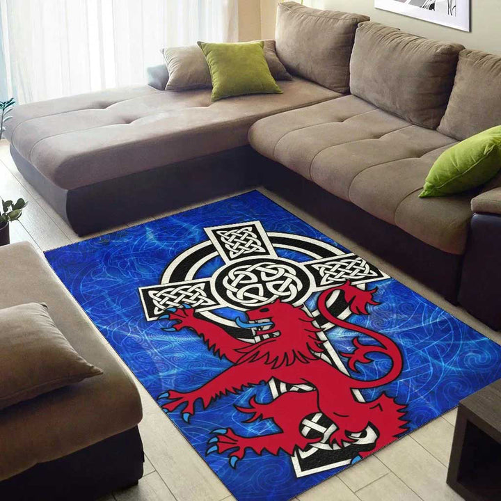 Scotland Celtic Area Rug Celtic Cross and Rampant Skew