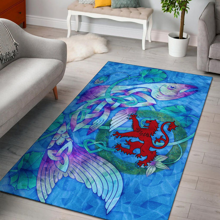 Scotland Celtic Area Rug Celtic Fish With Lion
