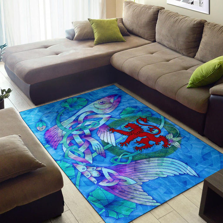 Scotland Celtic Area Rug Celtic Fish With Lion