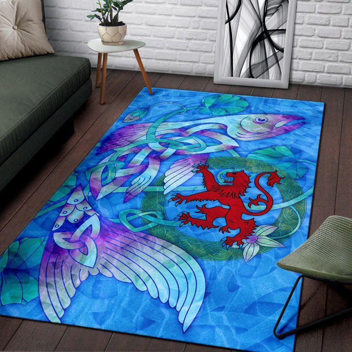 Scotland Celtic Area Rug Celtic Fish With Lion