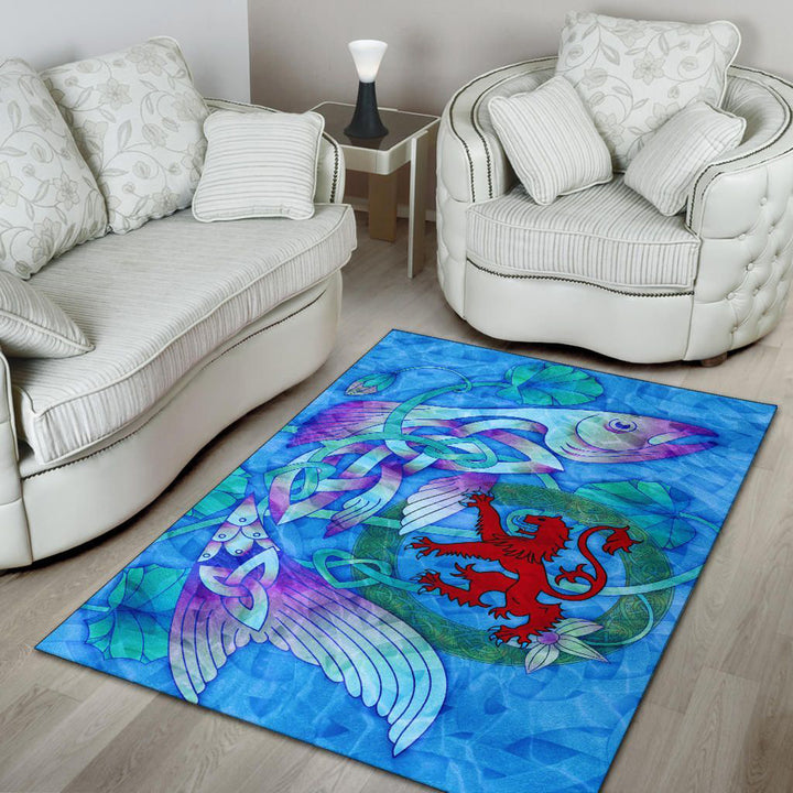 Scotland Celtic Area Rug Celtic Fish With Lion