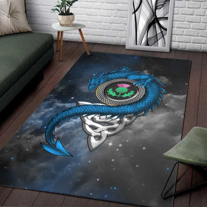 Scotland Celtic Area Rug Dragon and Thistle With Celtic