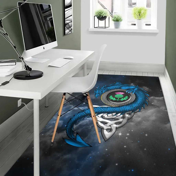 Scotland Celtic Area Rug Dragon and Thistle With Celtic