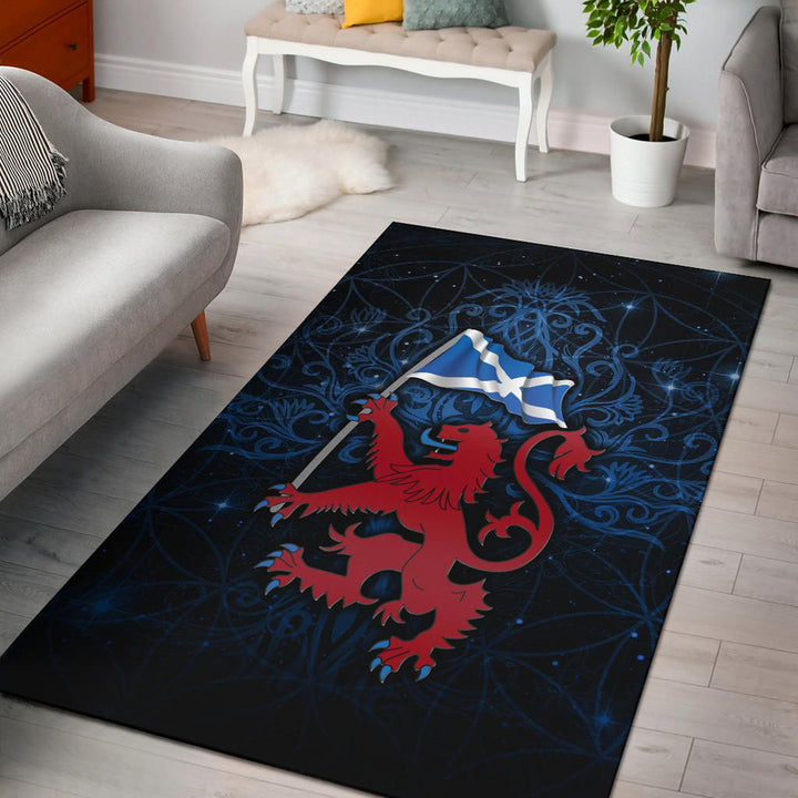 Scotland Celtic Area Rug Lion Rampant With Scotland Flag