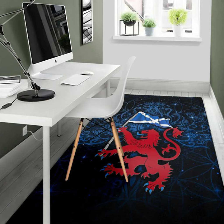 Scotland Celtic Area Rug Lion Rampant With Scotland Flag