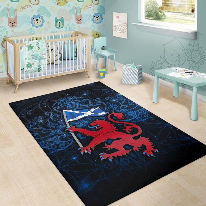 Scotland Celtic Area Rug Lion Rampant With Scotland Flag