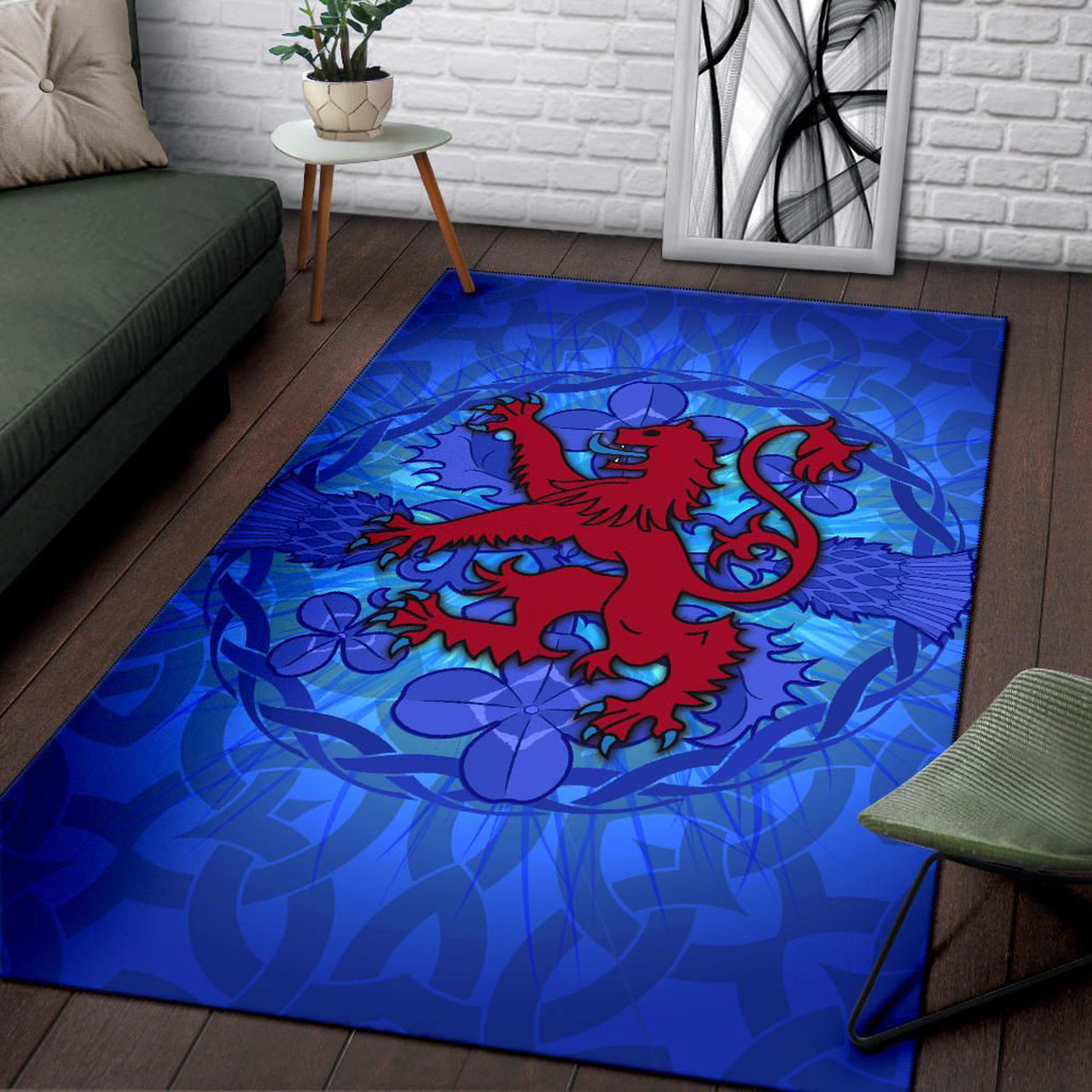 Scotland Celtic Area Rug Lion With Scotland Thistle | Celticprime.com ...