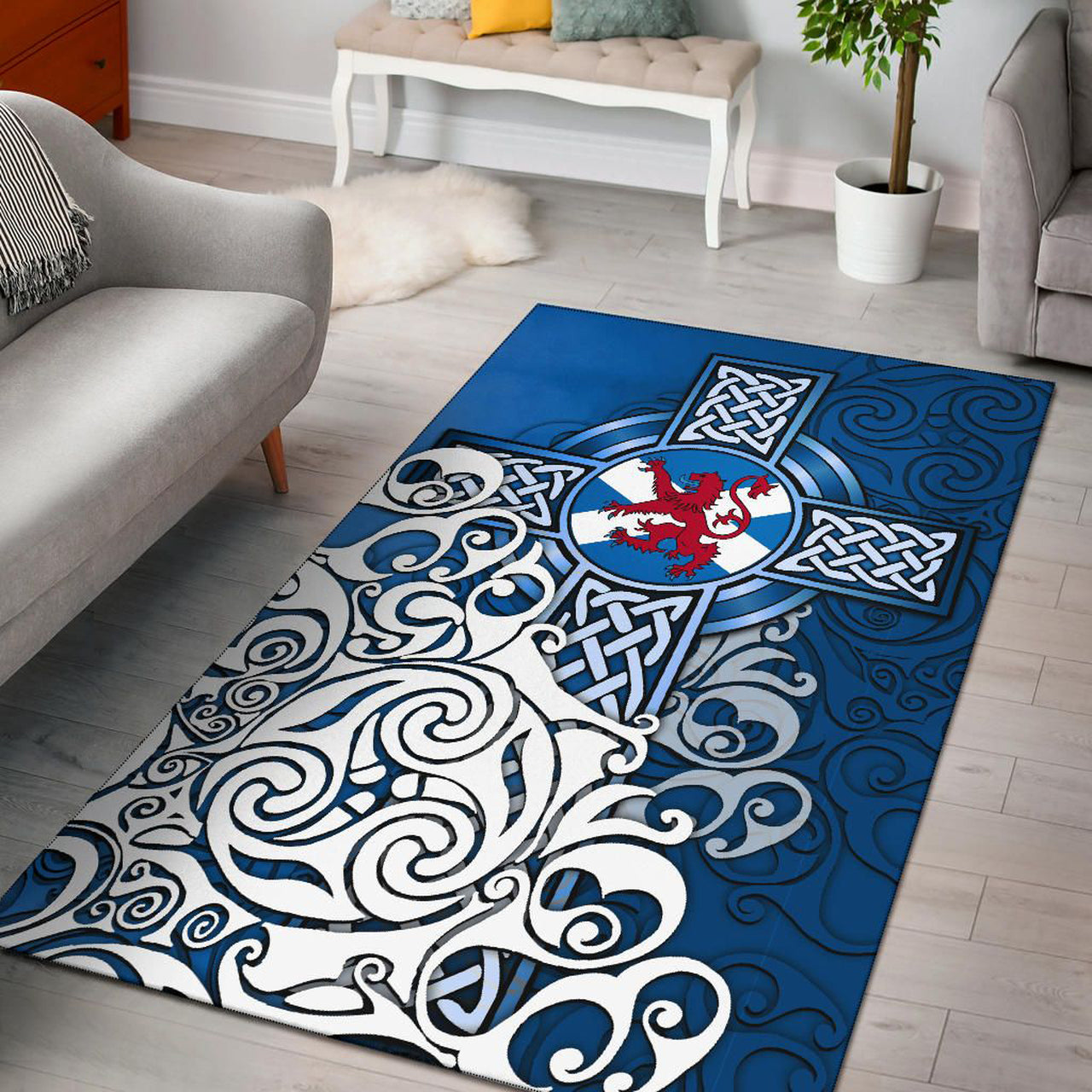 Scotland Celtic Area Rug Scottish Flag and Lion | Celticprime.com ...