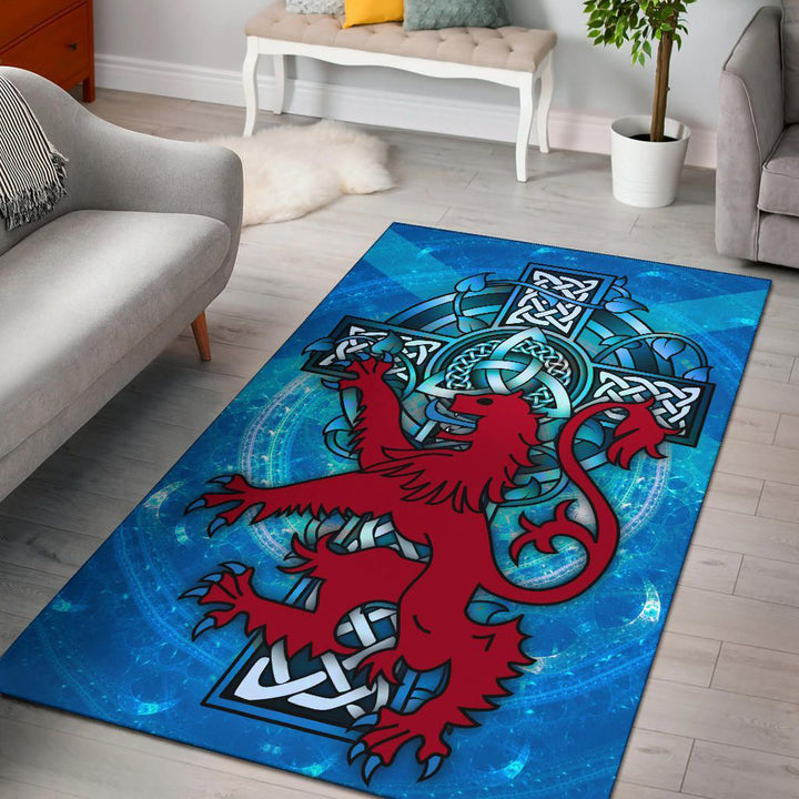 Scotland Celtic Area Rug Scottish Lion With Celtic Cross