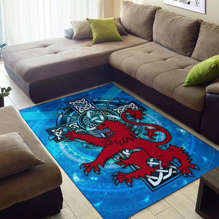 Scotland Celtic Area Rug Scottish Lion With Celtic Cross