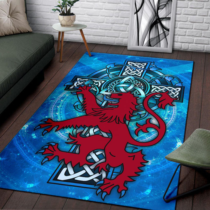 Scotland Celtic Area Rug Scottish Lion With Celtic Cross