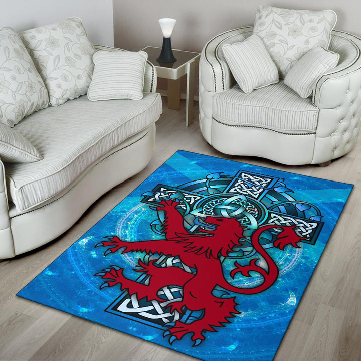 Scotland Celtic Area Rug Scottish Lion With Celtic Cross