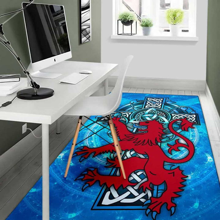 Scotland Celtic Area Rug Scottish Lion With Celtic Cross