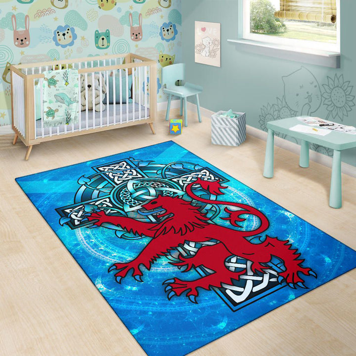 Scotland Celtic Area Rug Scottish Lion With Celtic Cross