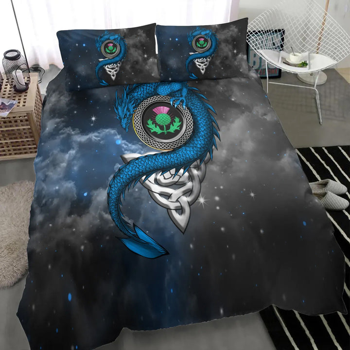 Scotland Celtic Bedding Set - Dragon and Thistle With Celtic