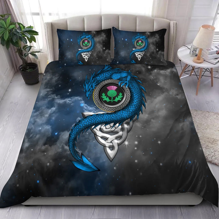 Scotland Celtic Bedding Set - Dragon and Thistle With Celtic