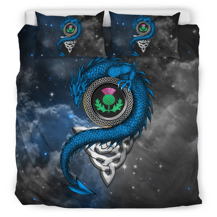 Scotland Celtic Bedding Set - Dragon and Thistle With Celtic