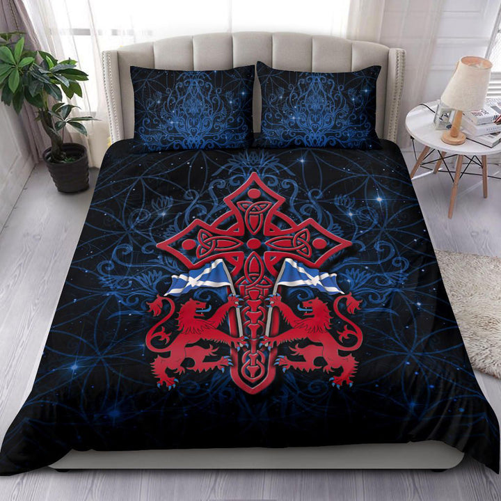 Scotland Celtic Bedding Set - Lion Rampant With Celtic Tree and Cross