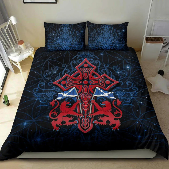 Scotland Celtic Bedding Set - Lion Rampant With Celtic Tree and Cross