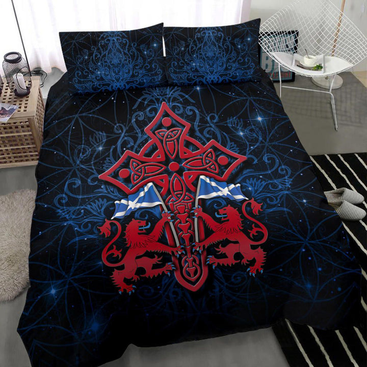 Scotland Celtic Bedding Set - Lion Rampant With Celtic Tree and Cross