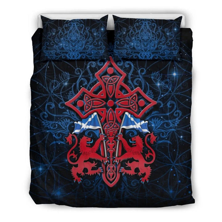 Scotland Celtic Bedding Set - Lion Rampant With Celtic Tree and Cross