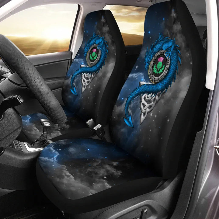 Scotland Celtic Car Seat Covers Dragon and Thistle With Celtic