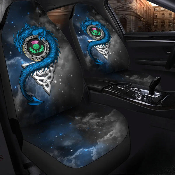 Scotland Celtic Car Seat Covers Dragon and Thistle With Celtic