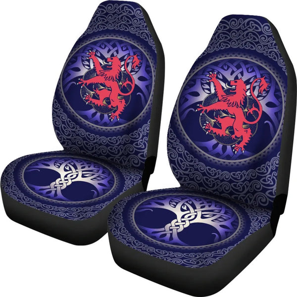 Scotland Celtic Car Seat Covers Scottish Lion and Tree of Life