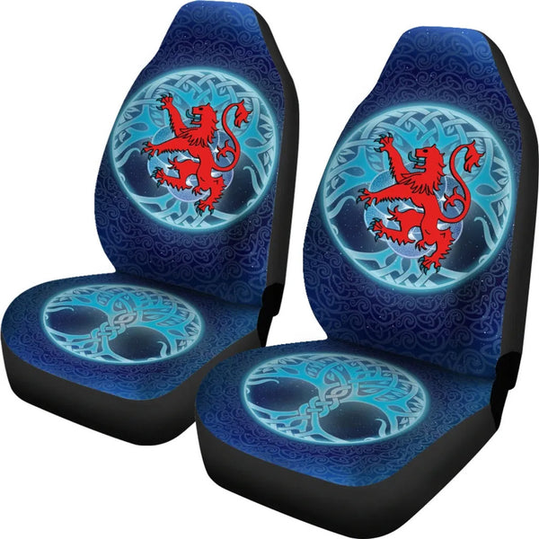 Scotland Celtic Car Seat Covers Scottish Lion and Tree of Life Light
