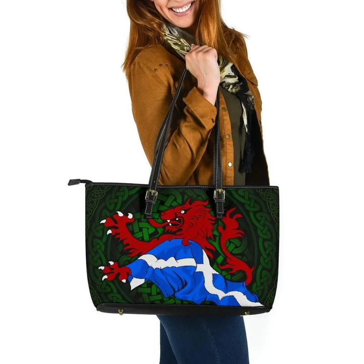Scotland Celtic Leather Tote Bag - Scottish Celtic Lion