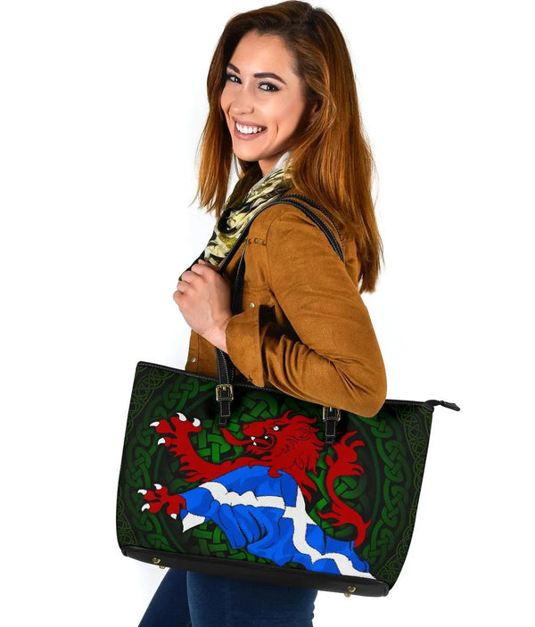 Scotland Celtic Leather Tote Bag - Scottish Celtic Lion
