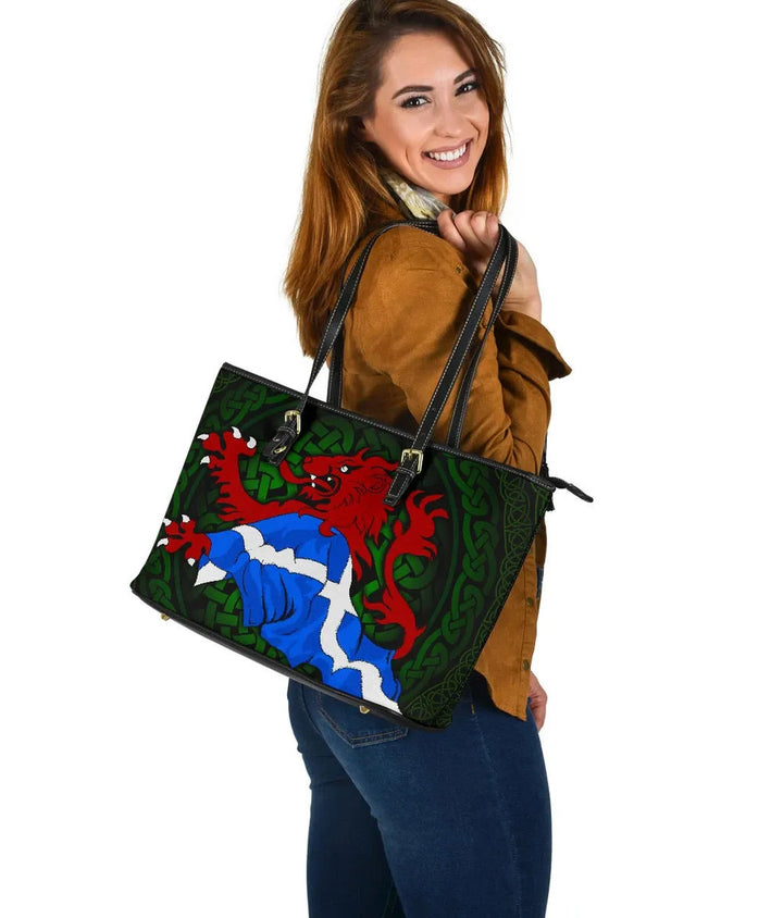 Scotland Celtic Leather Tote Bag - Scottish Celtic Lion