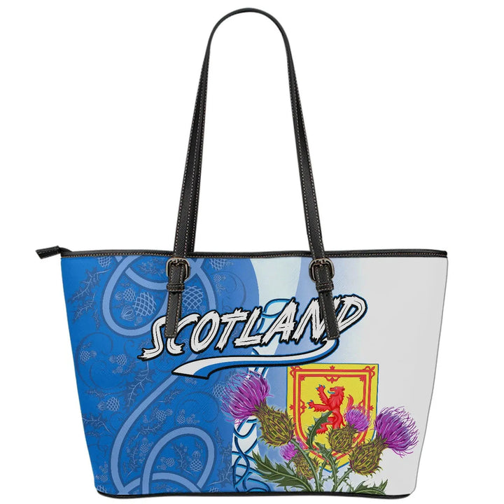 Scotland Celtic Leather Tote Bag - Scotland Thistle