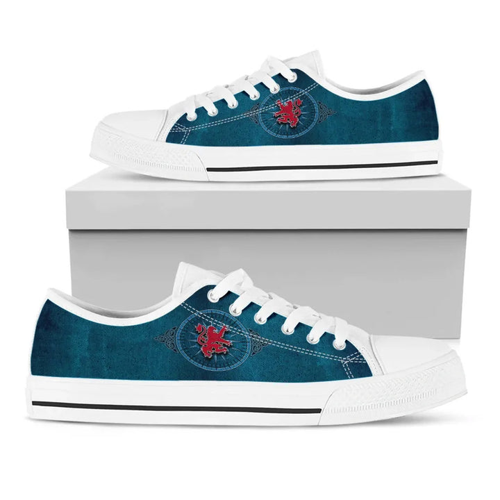 Scotland Celtic Low Top Shoes - Celtic Compass With Scottish Lion