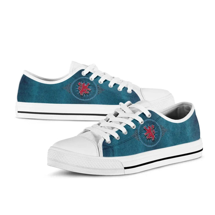 Scotland Celtic Low Top Shoes - Celtic Compass With Scottish Lion