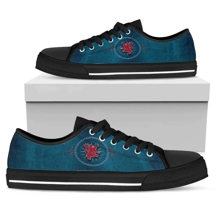 Scotland Celtic Low Top Shoes - Celtic Compass With Scottish Lion