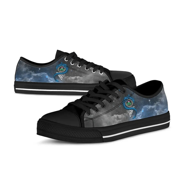 Scotland Celtic Low Top Shoes - Dragon & Thistle With Celtic