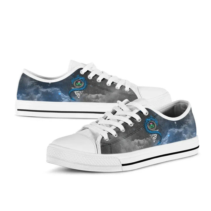 Scotland Celtic Low Top Shoes - Dragon & Thistle With Celtic