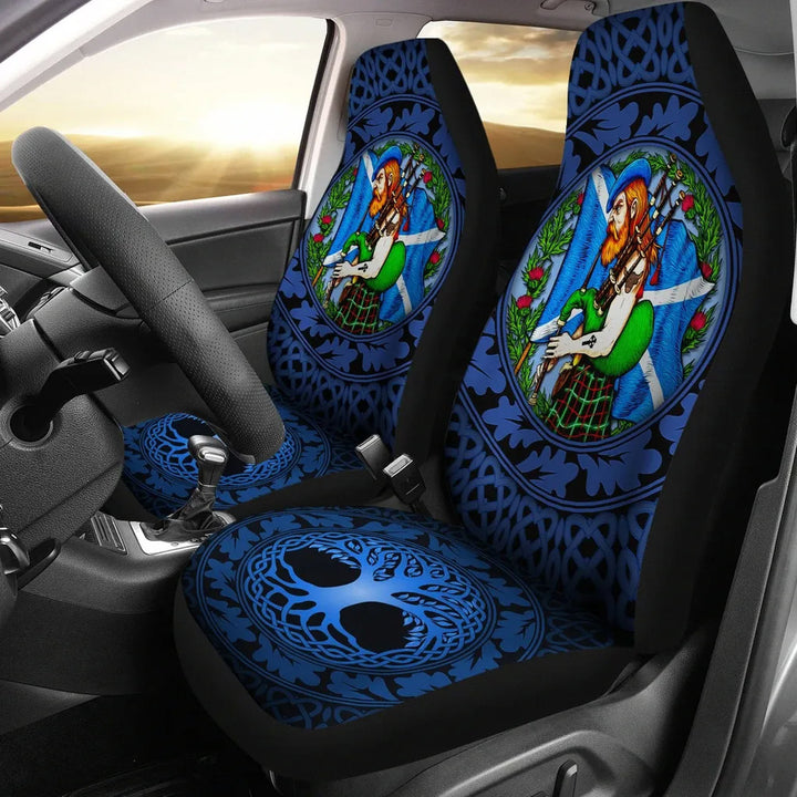 Scotland Highlander Men with Traditional Bagpipes Car Seat Covers