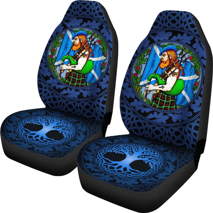 Scotland Highlander Men with Traditional Bagpipes Car Seat Covers