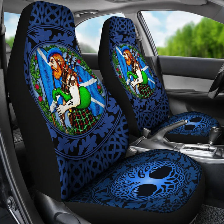 Scotland Highlander Men with Traditional Bagpipes Car Seat Covers