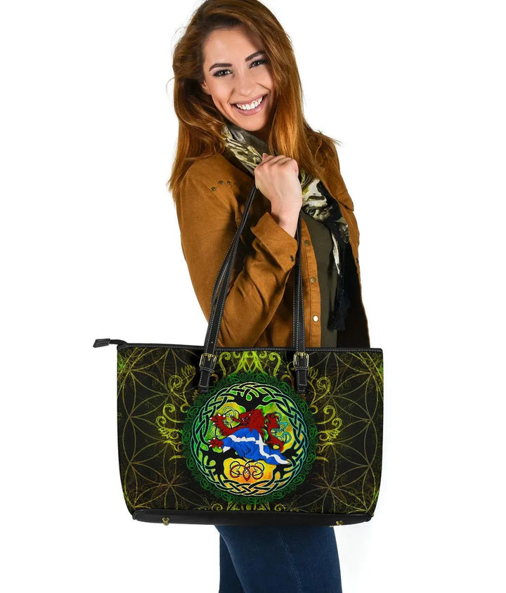 Scotland Leather Tote Bag - Celtic Tree