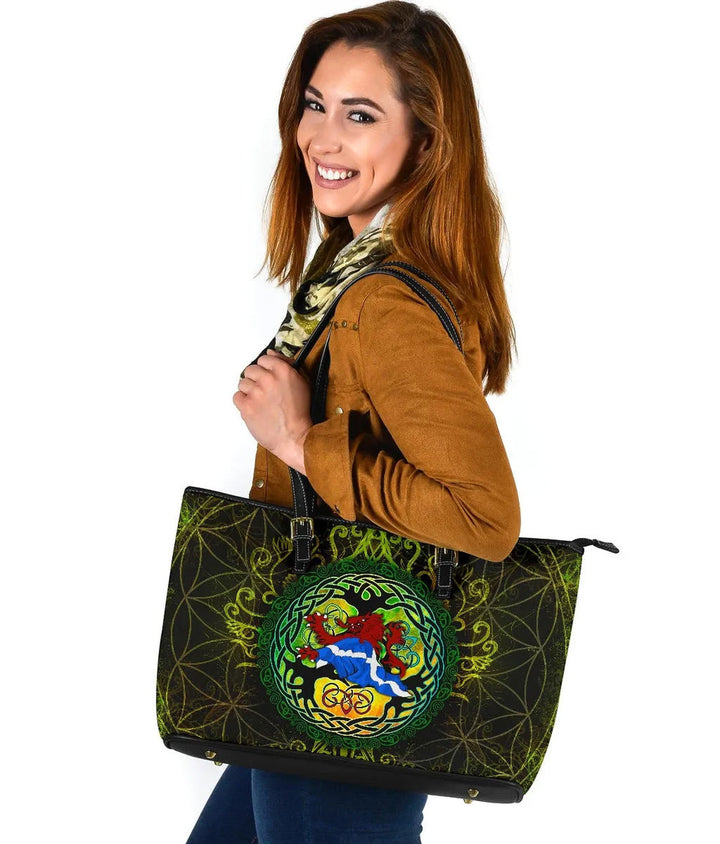 Scotland Leather Tote Bag - Celtic Tree
