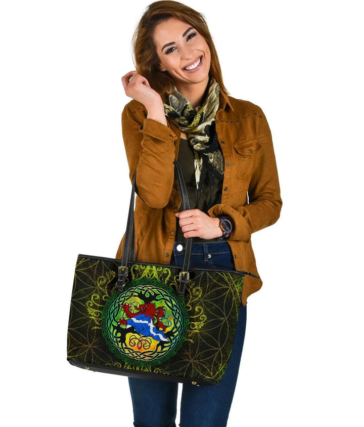 Scotland Leather Tote Bag - Celtic Tree