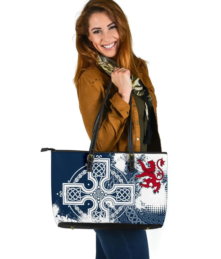 Scotland Leather Tote Bag- Scottish Celtic Cross