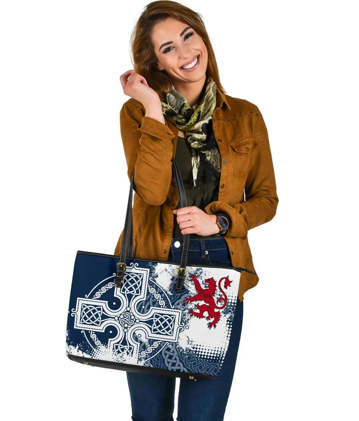 Scotland Leather Tote Bag- Scottish Celtic Cross