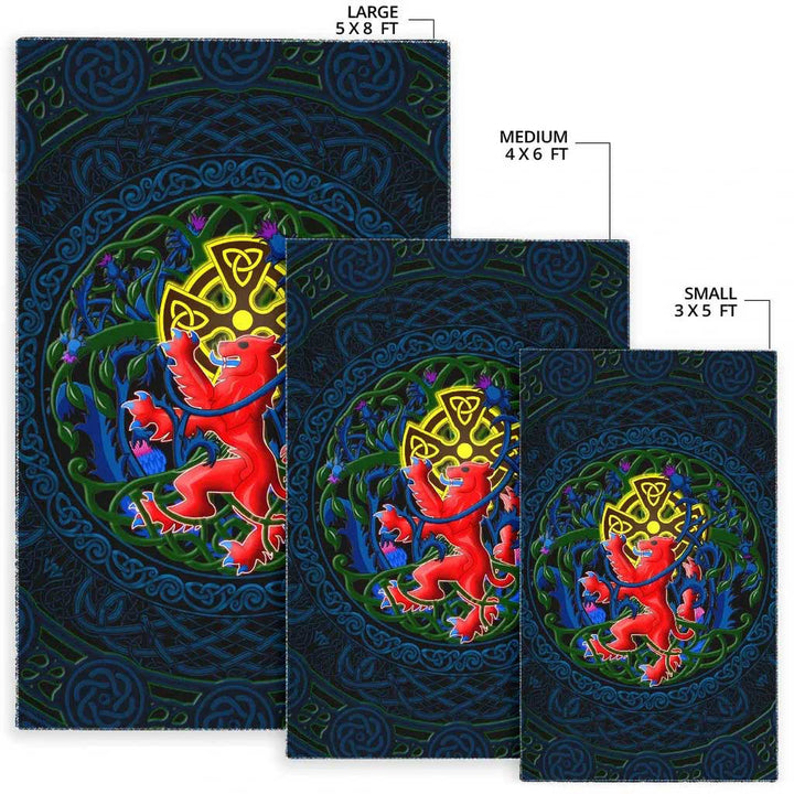 Scotland Rampant Lion with Thistle and Celtic Cross Area Rug